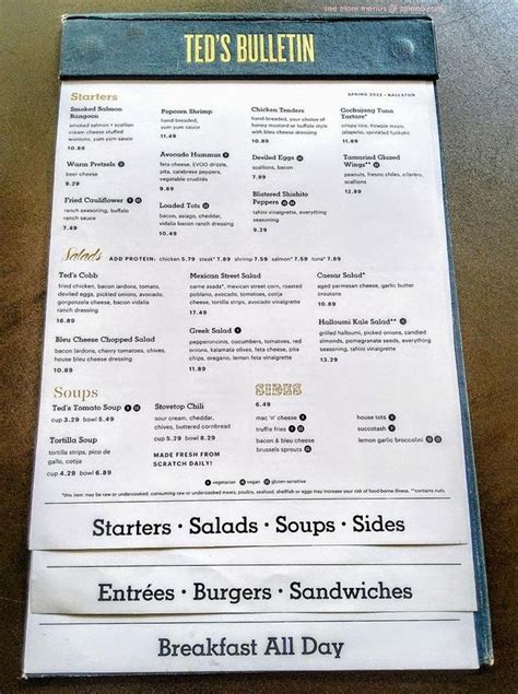 Ted bulletin - Ted’s Bulletin understands this importance and provides their customers with detailed nutritional information for each of their menu items. Breakfast Options. Ted’s Bulletin offers a variety of breakfast options, including pancakes, waffles, and omelets. If you’re looking for a healthier option, try their “Fit to be Tied” omelet ...